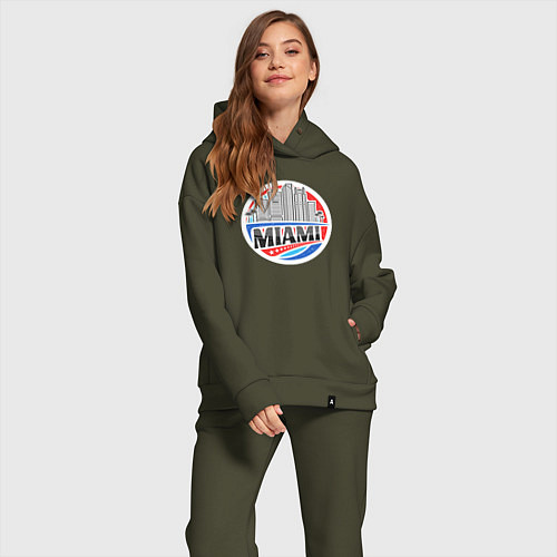 Женский костюм оверсайз США Майами / Хаки – фото 2