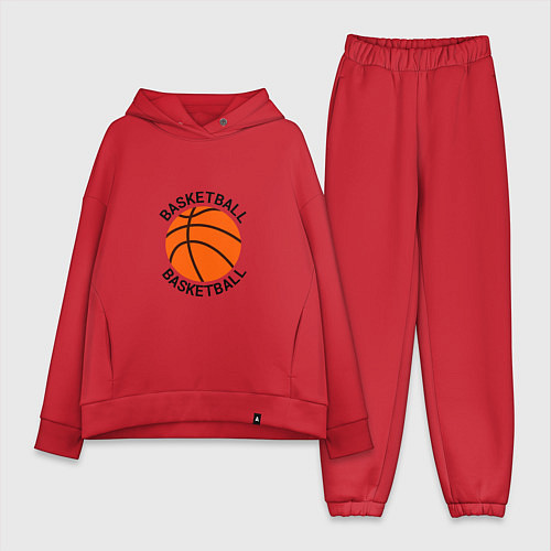 Женский костюм оверсайз Эмблема баскетбольный мяч basketball / Красный – фото 1