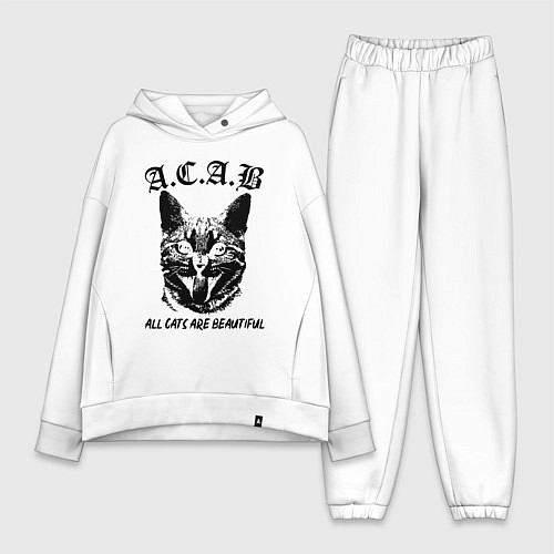 Женский костюм оверсайз All cats are beautiful / Белый – фото 1