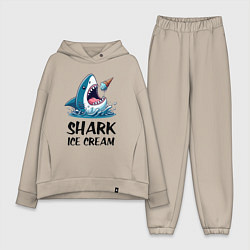 Женский костюм оверсайз Shark ice cream - ai art, цвет: миндальный