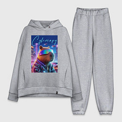 Женский костюм оверсайз Cyber capybara - neon metropolis, цвет: меланж