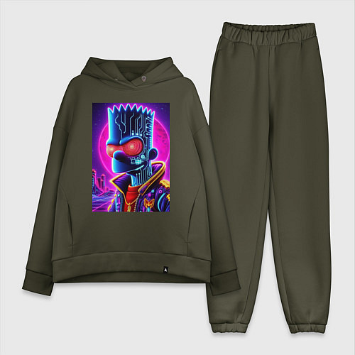 Женский костюм оверсайз Cool Bart Simpson - neon glow / Хаки – фото 1