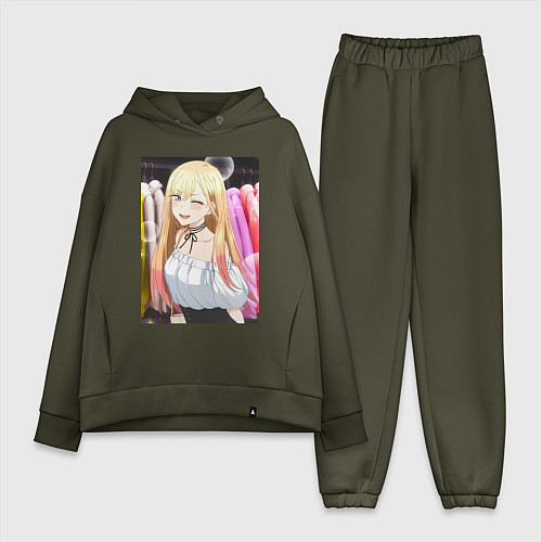 Женский костюм оверсайз Эта фарфоровая кукла влюбилась / Хаки – фото 1