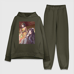 Женский костюм оверсайз Монолог фармацевта Жэньши выпивает, цвет: хаки