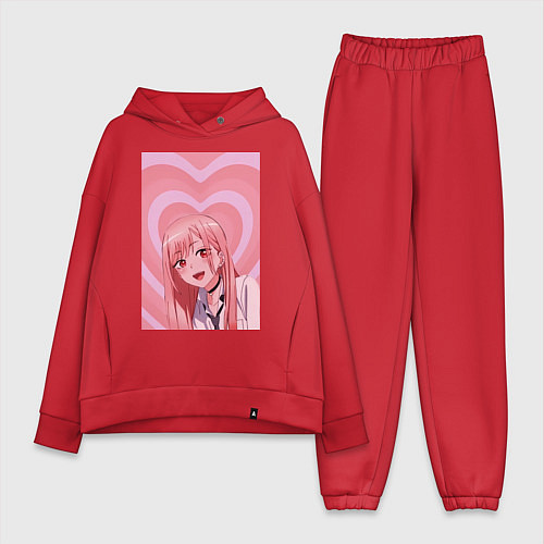 Женский костюм оверсайз Марин Китагава: Сердца / Красный – фото 1