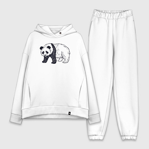 Женский костюм оверсайз Панда медведь / Белый – фото 1