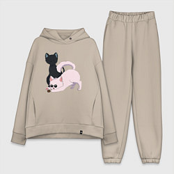 Женский костюм оверсайз Магическая битва Сатору Годзё Сугуру Гэто коты, цвет: миндальный