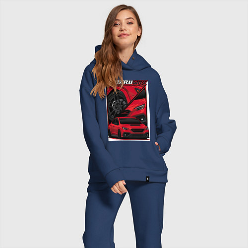 Женский костюм оверсайз Автомобиль Subaru WRX / Тёмно-синий – фото 2