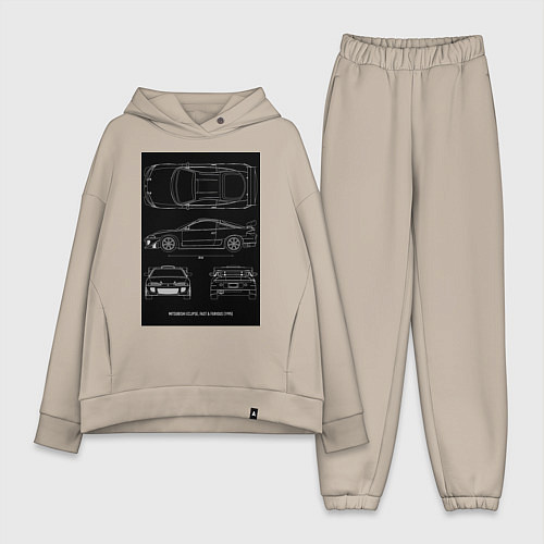 Женский костюм оверсайз Mitsubishi Eclipse / Миндальный – фото 1