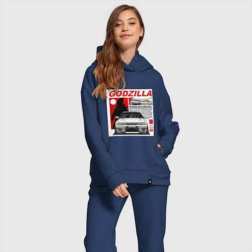 Женский костюм оверсайз Nissan Skyline / Тёмно-синий – фото 2