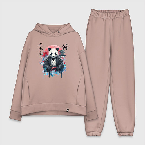 Женский костюм оверсайз Panda - bushido samurai code / Пыльно-розовый – фото 1