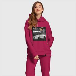 Женский костюм оверсайз Nissan Skyline годзила, цвет: маджента — фото 2