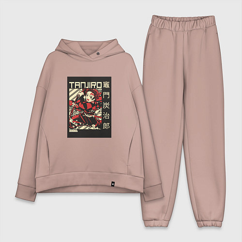 Женский костюм оверсайз Тандзиро Tanjiro Клинок рассекающий демонов / Пыльно-розовый – фото 1