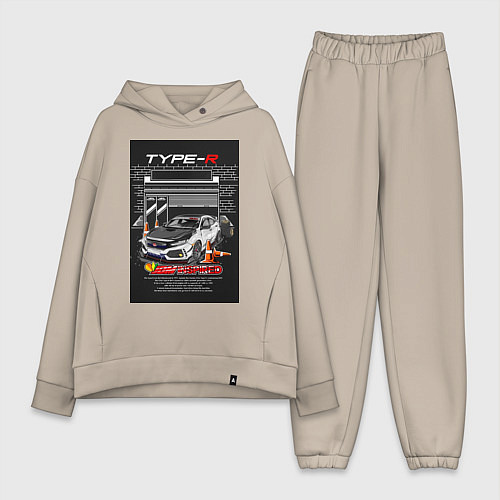 Женский костюм оверсайз Honda jdm / Миндальный – фото 1