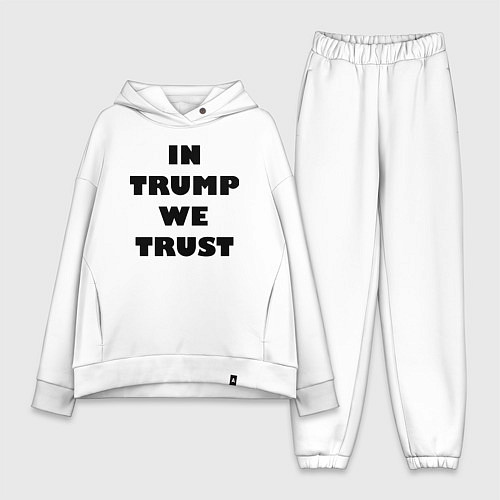Женский костюм оверсайз In Trump we trust - slogan / Белый – фото 1