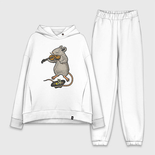 Женский костюм оверсайз Мышонок скрипач / Белый – фото 1