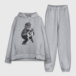 Женский костюм оверсайз Вор с мешками денег, цвет: меланж