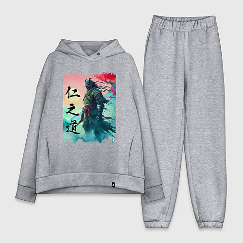 Женский костюм оверсайз Japanese samurai - ghost of Tsushima sketch / Меланж – фото 1