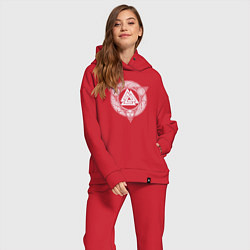 Женский костюм оверсайз Орнамент символик, цвет: красный — фото 2