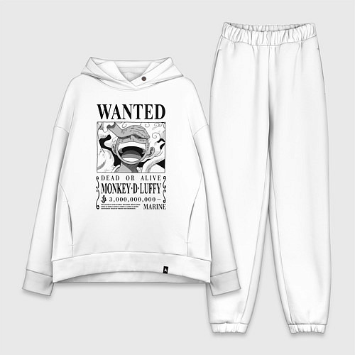 Женский костюм оверсайз Монки Д Луффи - листовка разыскивается / Белый – фото 1