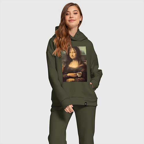 Женский костюм оверсайз Monday Лиза - Джаконда с кофе растрёпанная / Хаки – фото 2