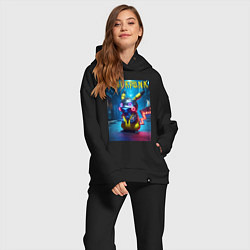 Женский костюм оверсайз Cyberpunk - cool Pikachu neon glow, цвет: черный — фото 2