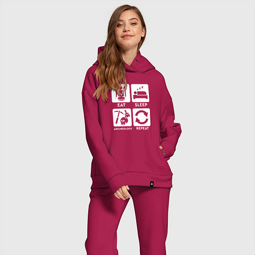 Женский костюм оверсайз День археолога / Маджента – фото 2