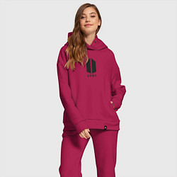 Женский костюм оверсайз BTS Army black, цвет: маджента — фото 2
