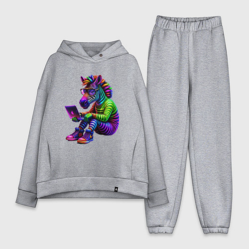 Женский костюм оверсайз Неоновая зебра хакер / Меланж – фото 1