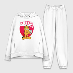 Женский костюм оверсайз Coffee is love Гарфилд, цвет: белый