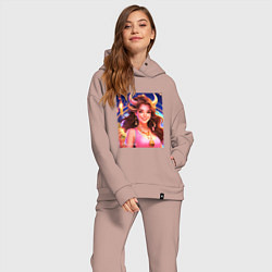 Женский костюм оверсайз Телец девушка, цвет: пыльно-розовый — фото 2