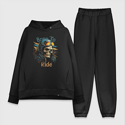 Женский костюм оверсайз Biker born to ride, цвет: черный