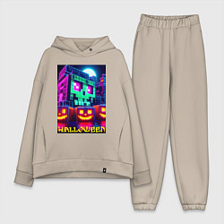Женский костюм оверсайз Halloween and Minecraft - collaboration, цвет: миндальный
