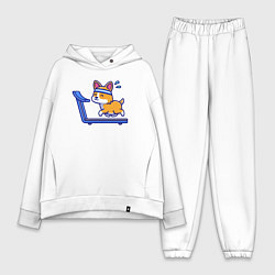 Женский костюм оверсайз Собачка на беговой дорожке, цвет: белый