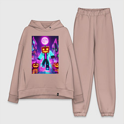Женский костюм оверсайз Neon halloween and Minecraft - collaboration, цвет: пыльно-розовый