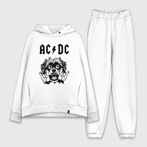 Женский костюм оверсайз AC DC - rock dog / Белый – фото 1