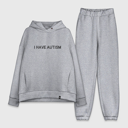 Женский костюм оверсайз I have autism мем / Меланж – фото 1