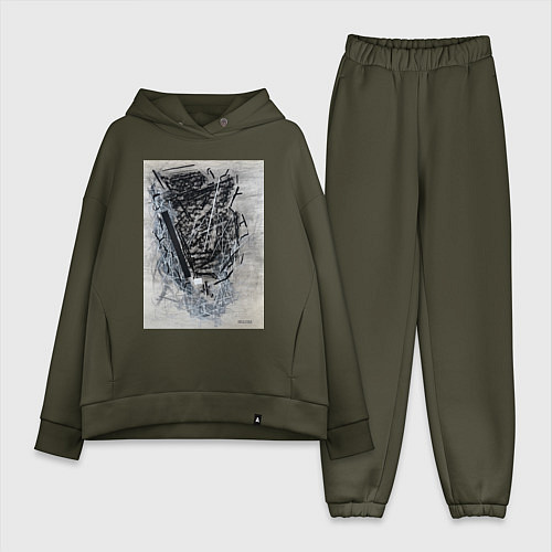 Женский костюм оверсайз Абстрактная графика Blue / Хаки – фото 1