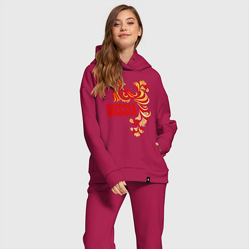 Женский костюм оверсайз Russia / Маджента – фото 2