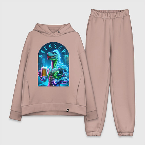 Женский костюм оверсайз Neon beersaur - ai art fantasy / Пыльно-розовый – фото 1