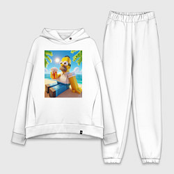 Женский костюм оверсайз Гомер Симпсон в стиле Майнкрафт с кружкой пива - н, цвет: белый