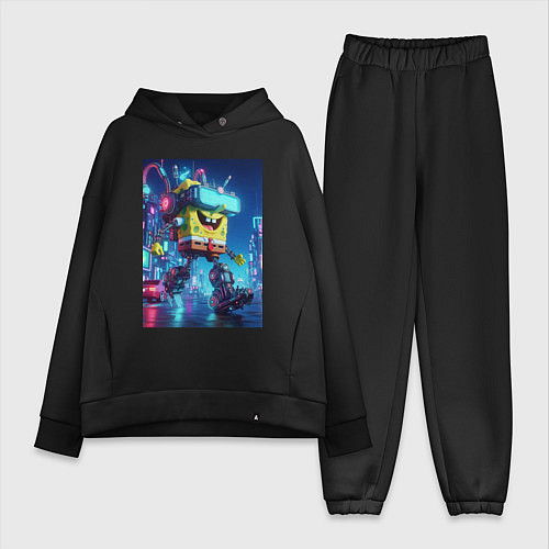 Женский костюм оверсайз Cyber Sponge Bob - neon glow fantasy / Черный – фото 1