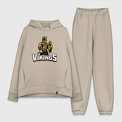 Женский костюм оверсайз Vikings team, цвет: миндальный