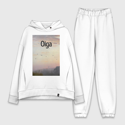 Женский костюм оверсайз Olga птицы в тумане / Белый – фото 1