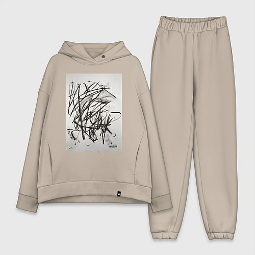 Женский костюм оверсайз Abstract flow / Миндальный – фото 1