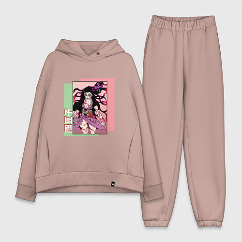 Женский костюм оверсайз Клинок рассекающий демонов Незуко Демон / Пыльно-розовый – фото 1