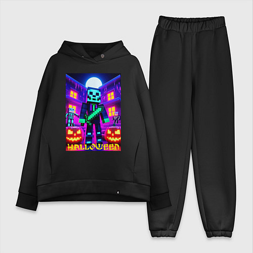 Женский костюм оверсайз Halloween and Minecraft - neon collaboration / Черный – фото 1