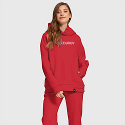 Женский костюм оверсайз Надпись FREEDUROV, цвет: красный — фото 2