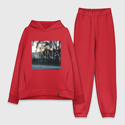 Женский костюм оверсайз Имя Анна из капель дождя / Красный – фото 1