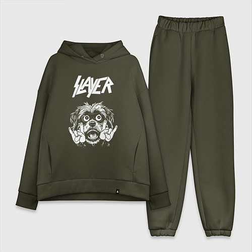 Женский костюм оверсайз Slayer rock dog / Хаки – фото 1